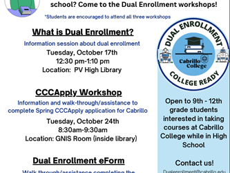 Cabrillo College Dual Enrollment Workshops