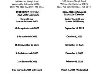ELAC Meeting Dates